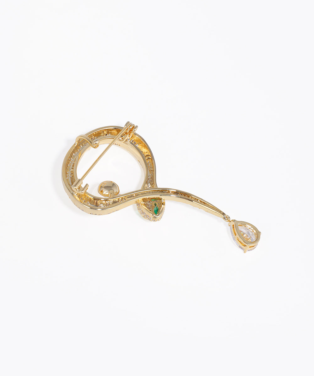 Serpent Brooch with Faux Pearl & Drop Detail | Stylika
