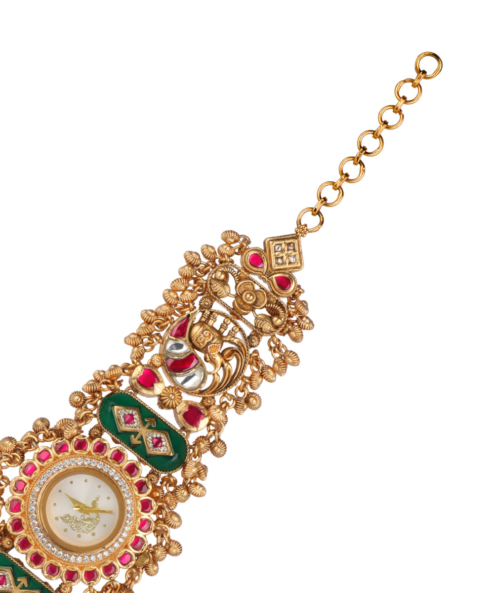 Morni Regal Heritage Bracelet Watch (Ruby+Green) | Stylika