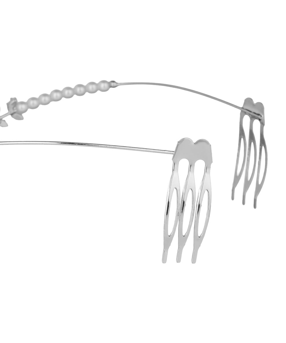 Leaf Motif Tiara with Hanging Drop Detail | Stylika
