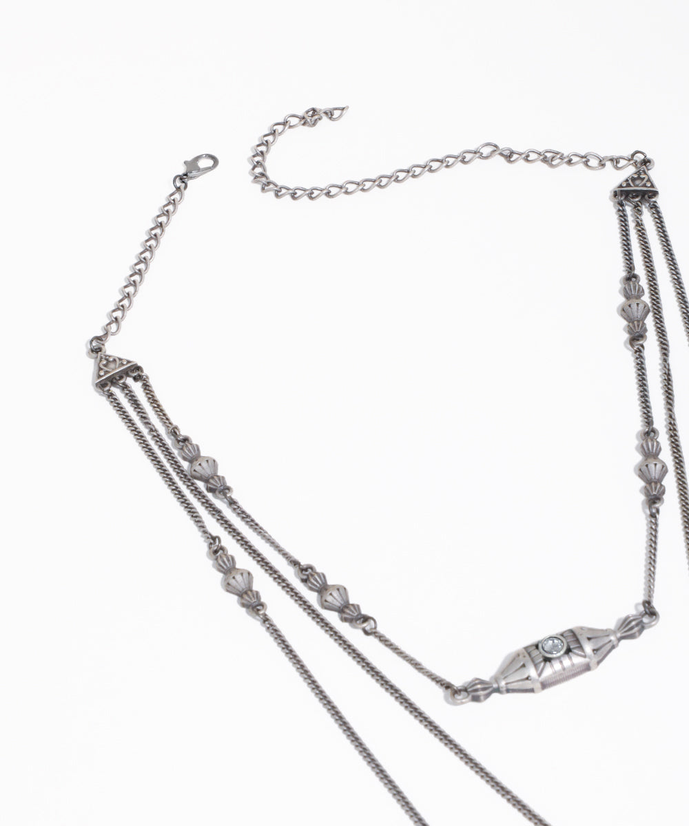 Artisan-Inspired Multi-Layered Geometric Oxidised Necklace with Earrings | Stylika