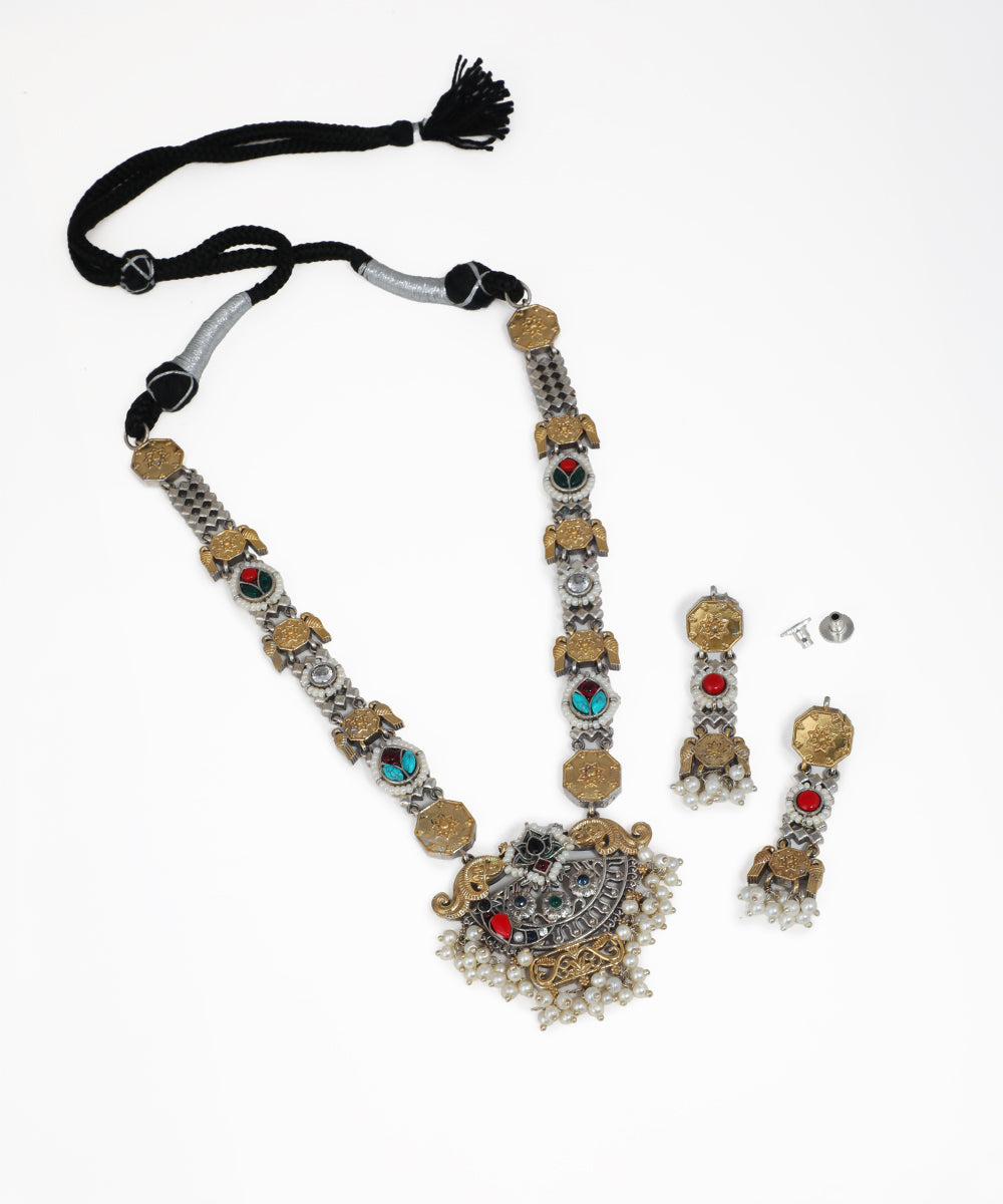 Oxidise Peacock Motif Necklace Set | Stylika