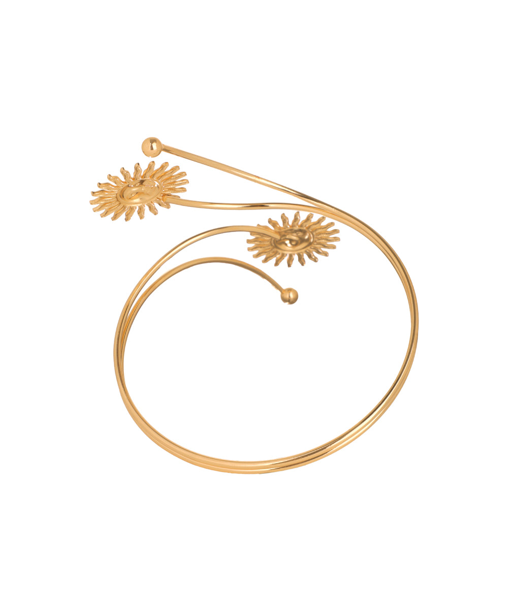 Radiant Sun Arm Cuff with Curved Accents | Stylika