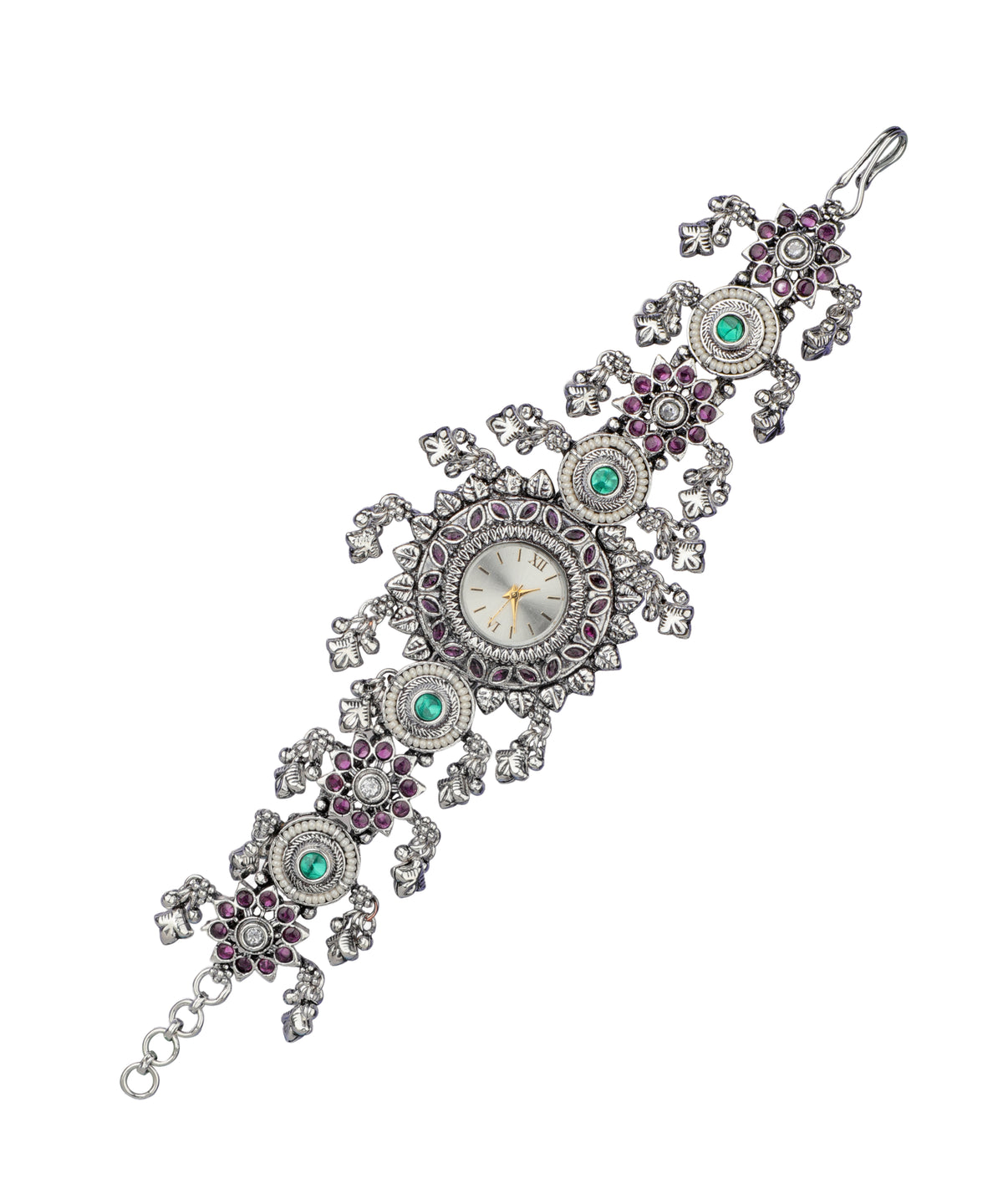 Heritage bracelet watch with ornate floral motif