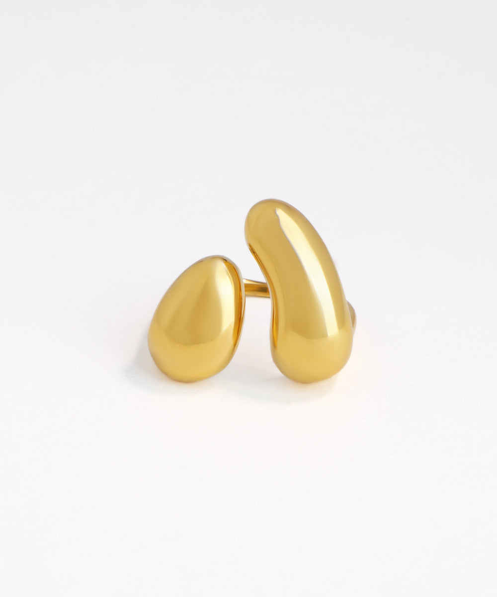 Polished Abstract Open Ring with Fluid Forms | Stylika