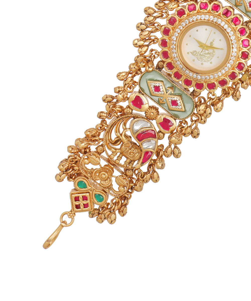 Morni Regal Heritage Bracelet Watch (Ruby+Mint) | Stylika