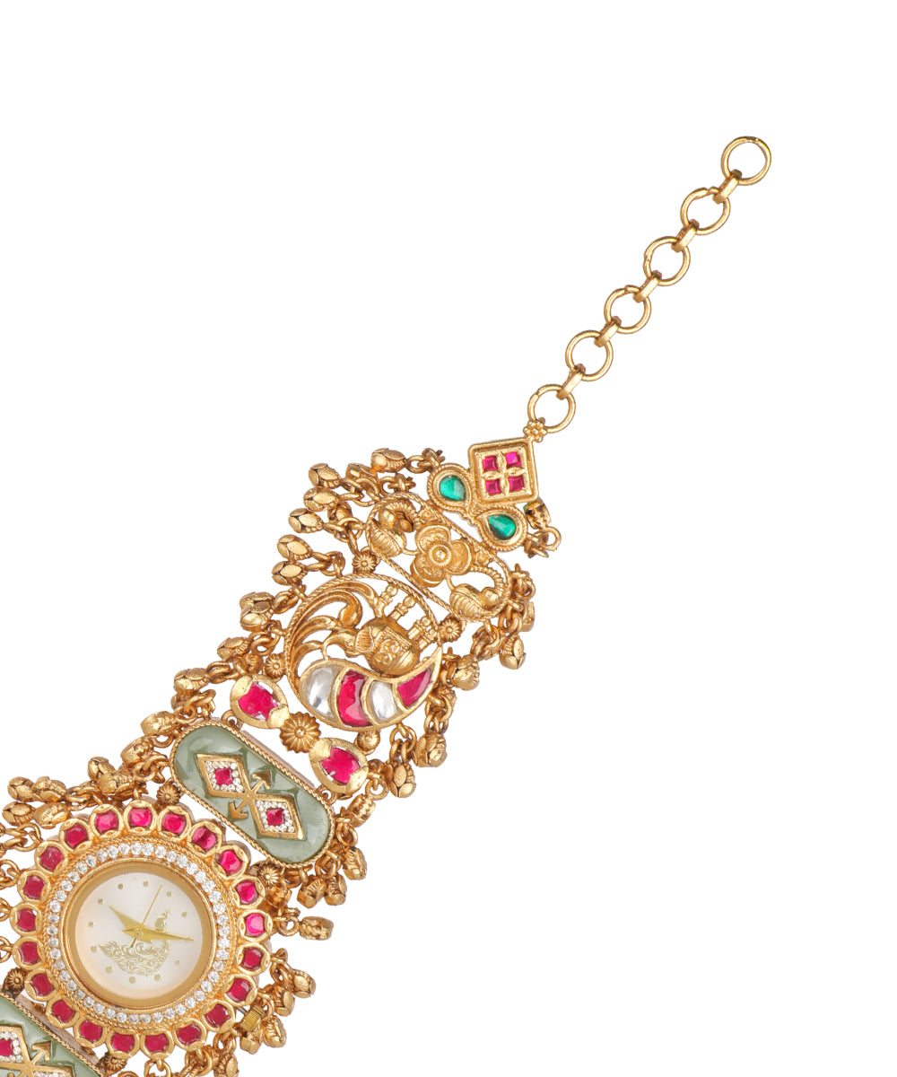 Morni Regal Heritage Bracelet Watch (Ruby+Mint) | Stylika