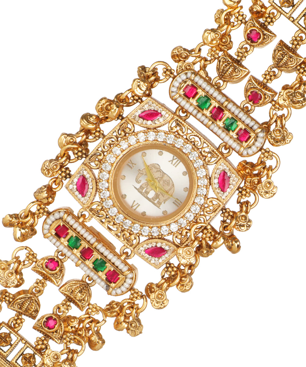 Ratnavali Regal Heritage Bracelet Watch (White) | Stylika