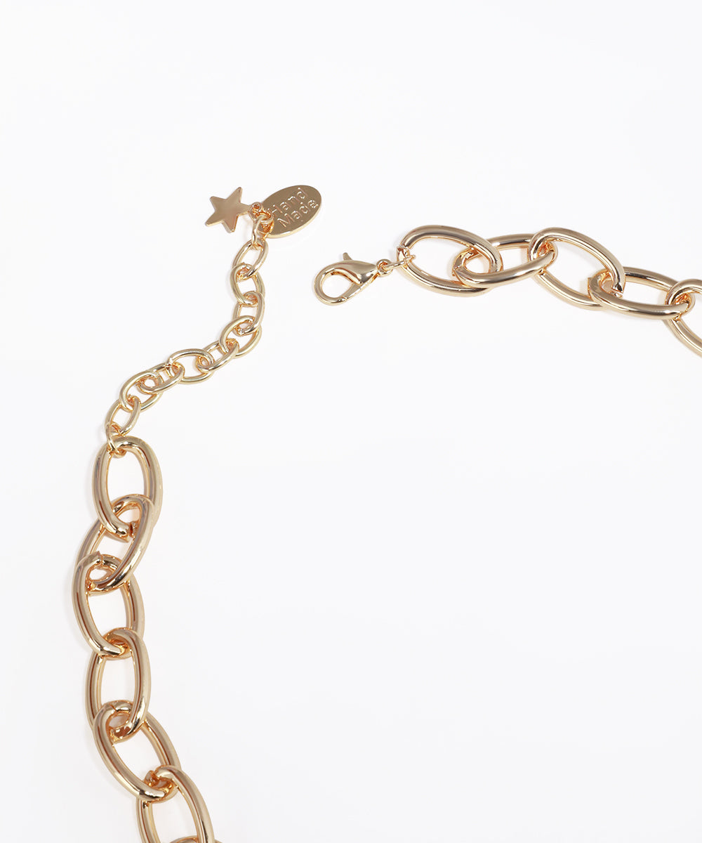 Statement Chain Link Necklace with Organic Center | Stylika