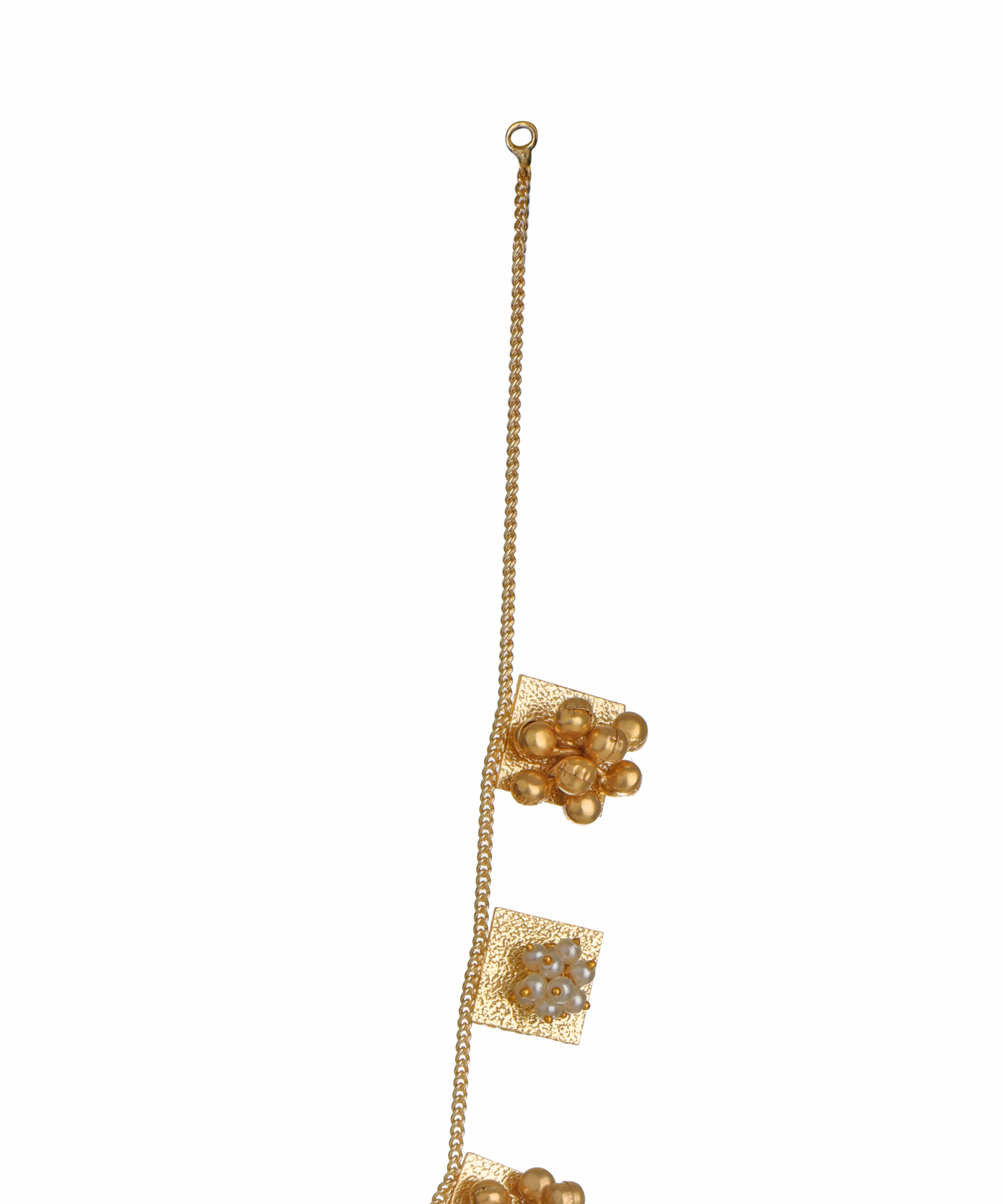 Textured Square Bead Necklace with Earring Set | Stylika