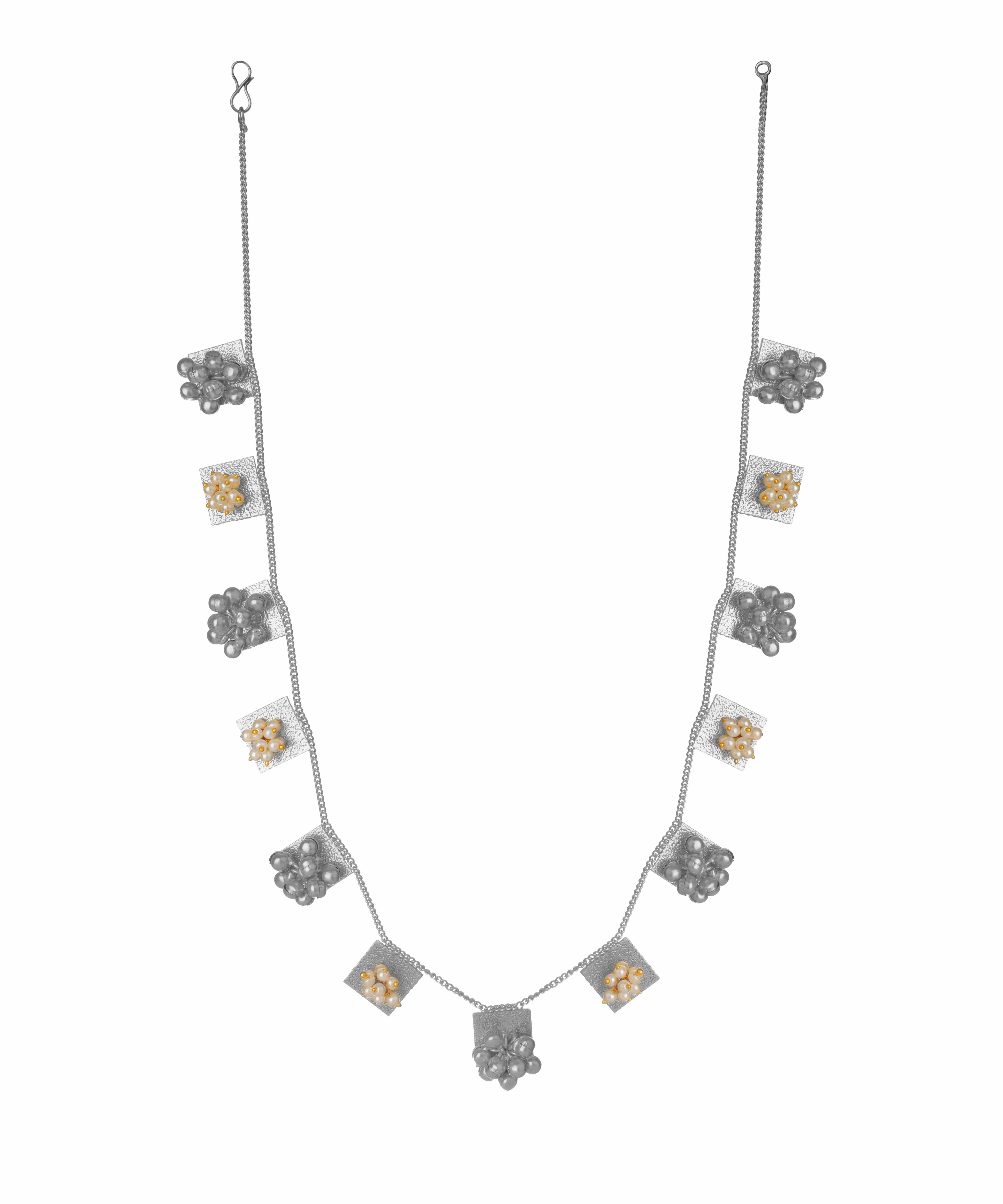 Textured Square Bead Necklace with Earring Set | Stylika
