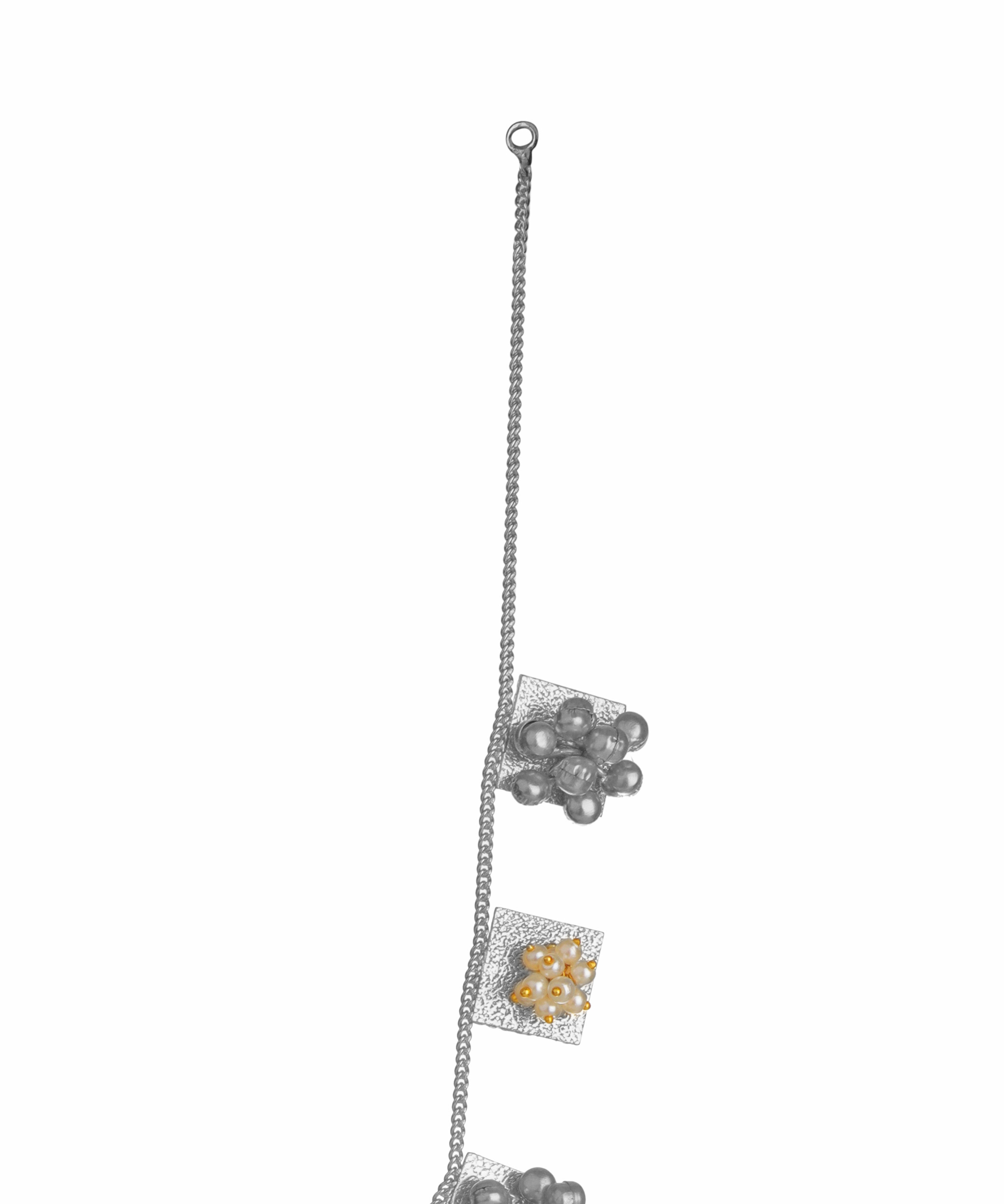 Textured Square Bead Necklace with Earring Set | Stylika