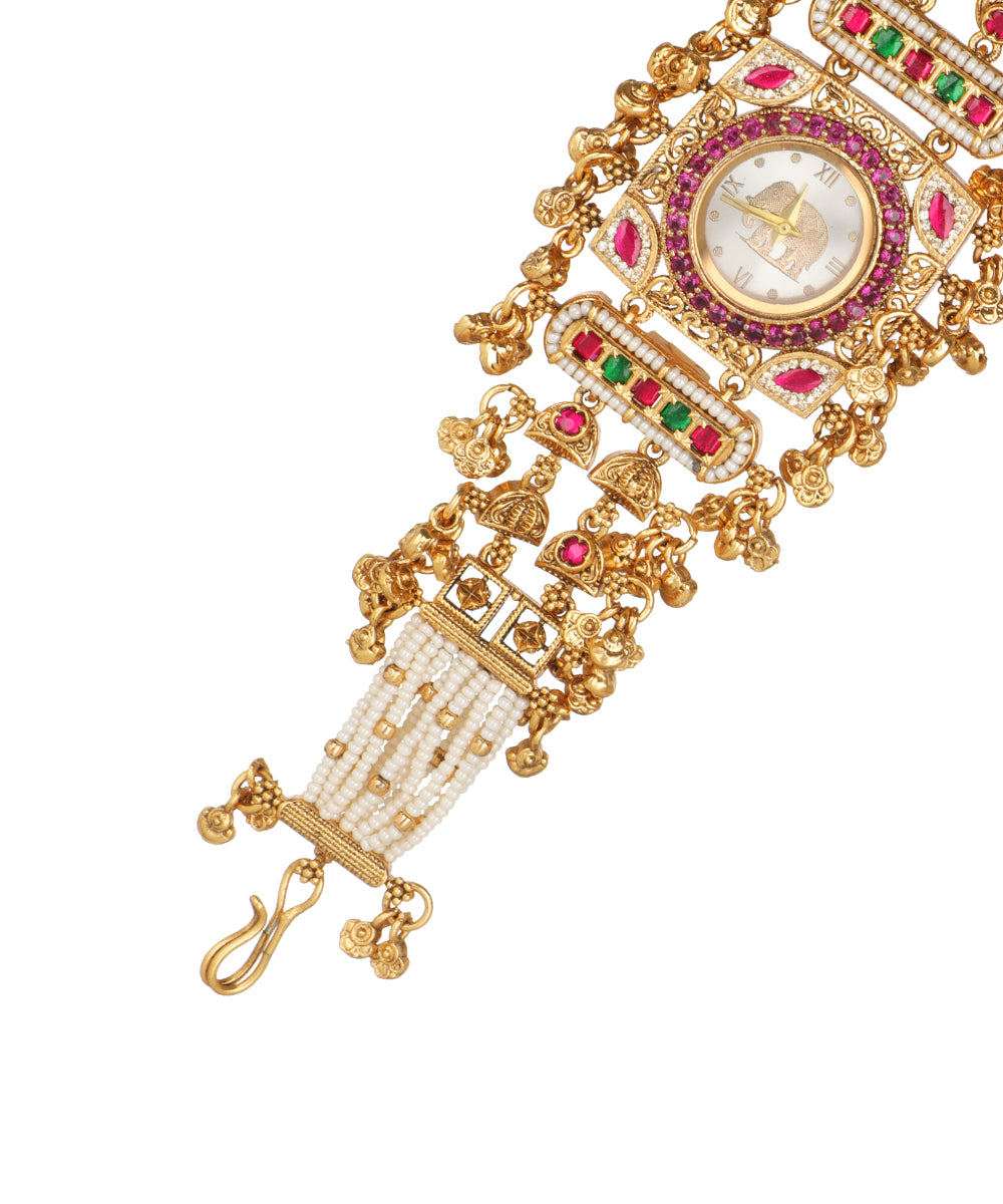 Ratnavali Regal Heritage Bracelet Watch (Ruby) | Stylika