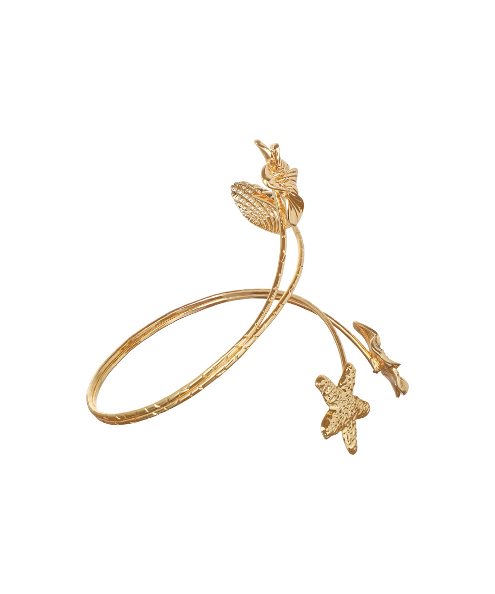 Nature-Inspired Sculpted Floral Starfish Arm Cuff | Stylika