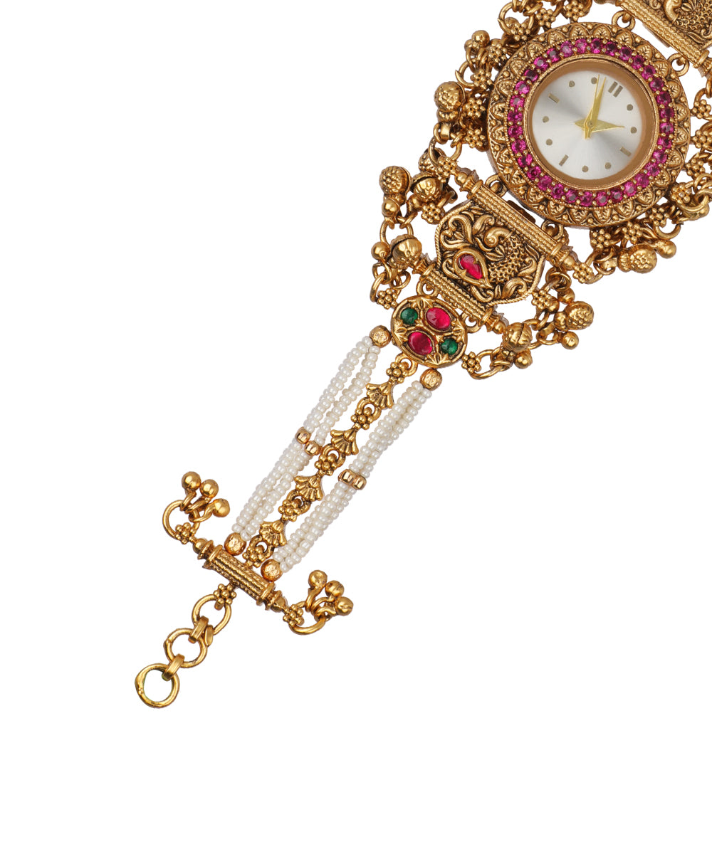 Kamalini Heritage Bracelet Watch (Ruby+Green) | Stylika