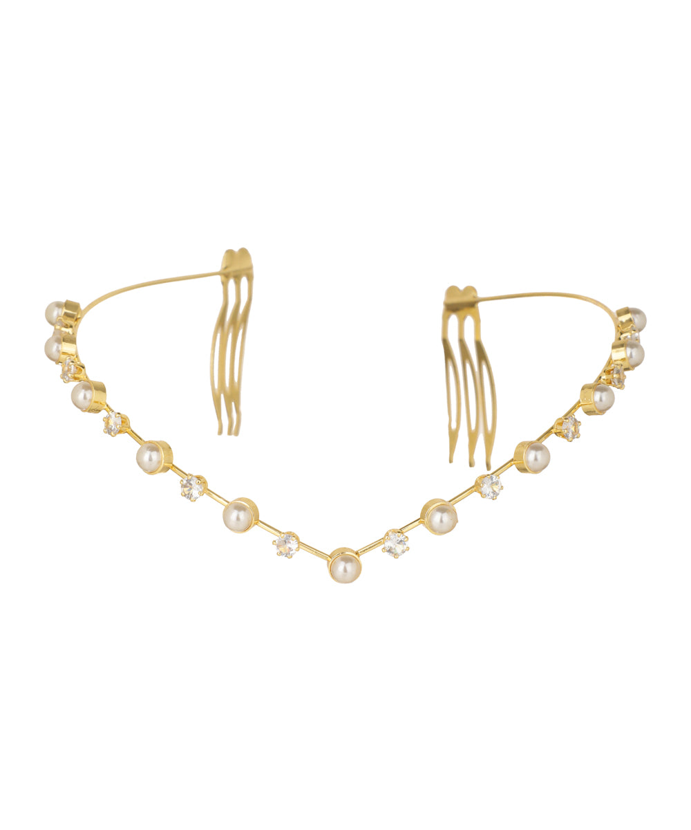 Pearl and Crystal Accented Tiara Headband | Stylika