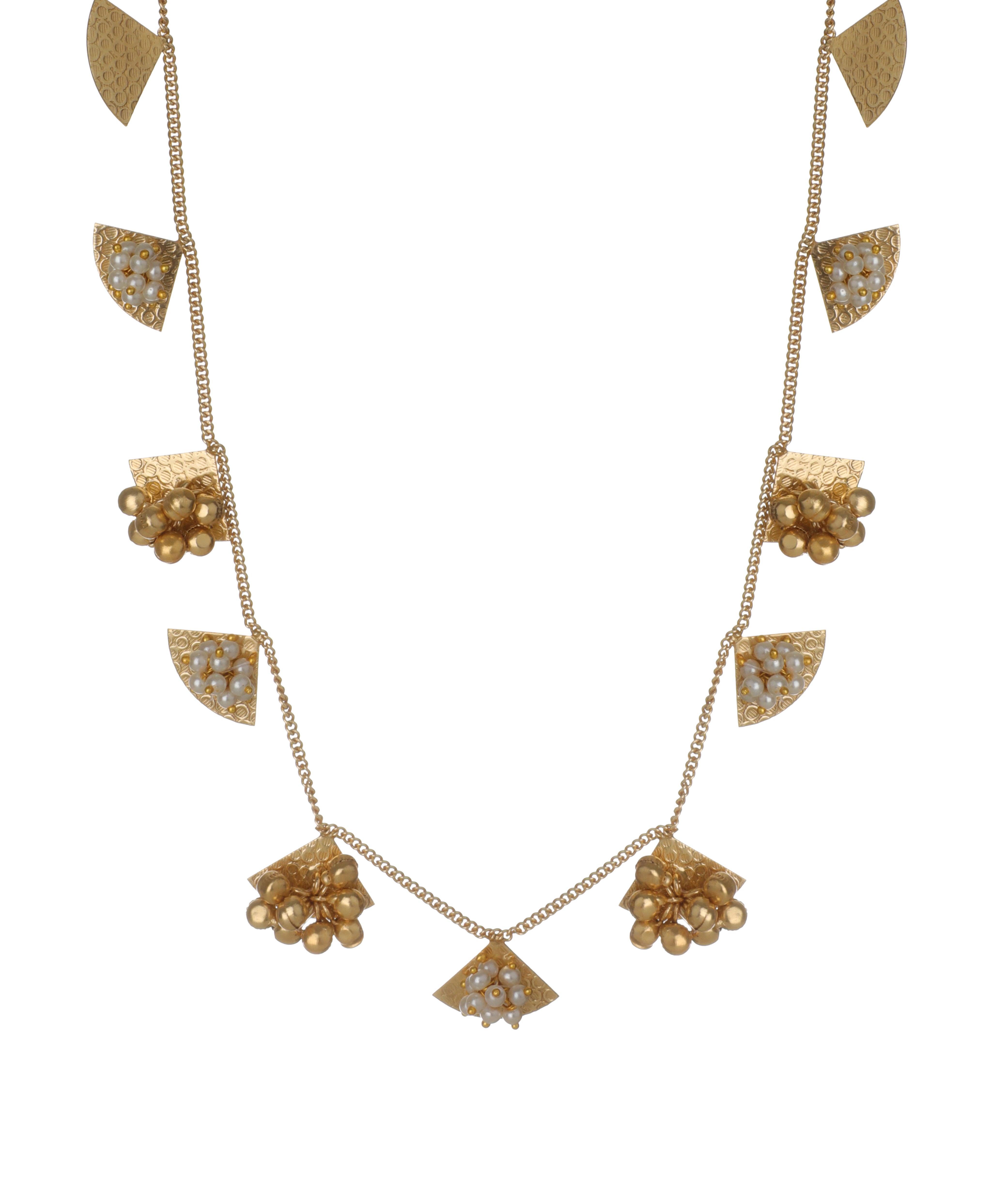 Textured Fan Ghungroo Necklace | Stylika