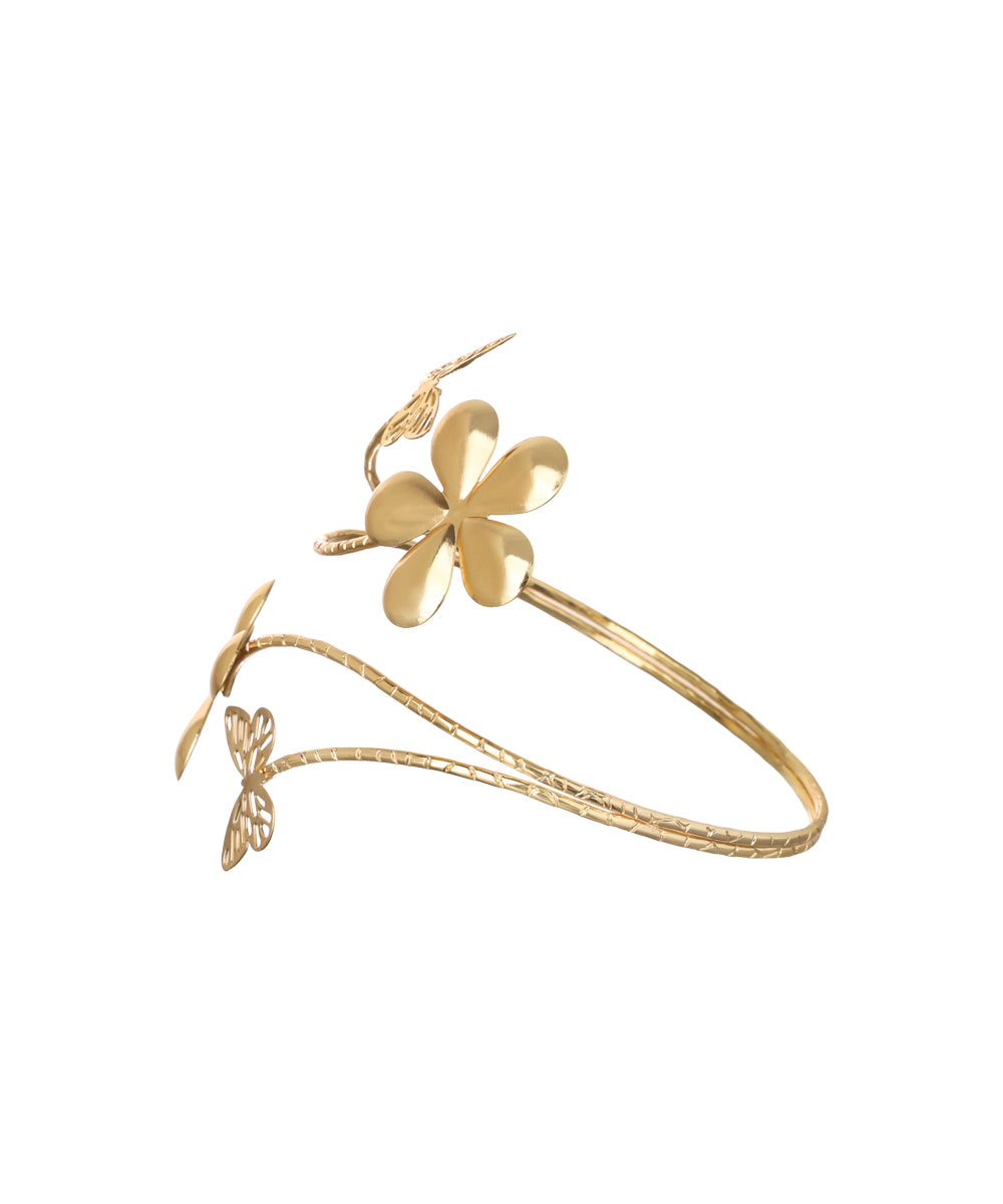 Statement Sculpted Floral & Butterfly Arm Cuff | Stylika