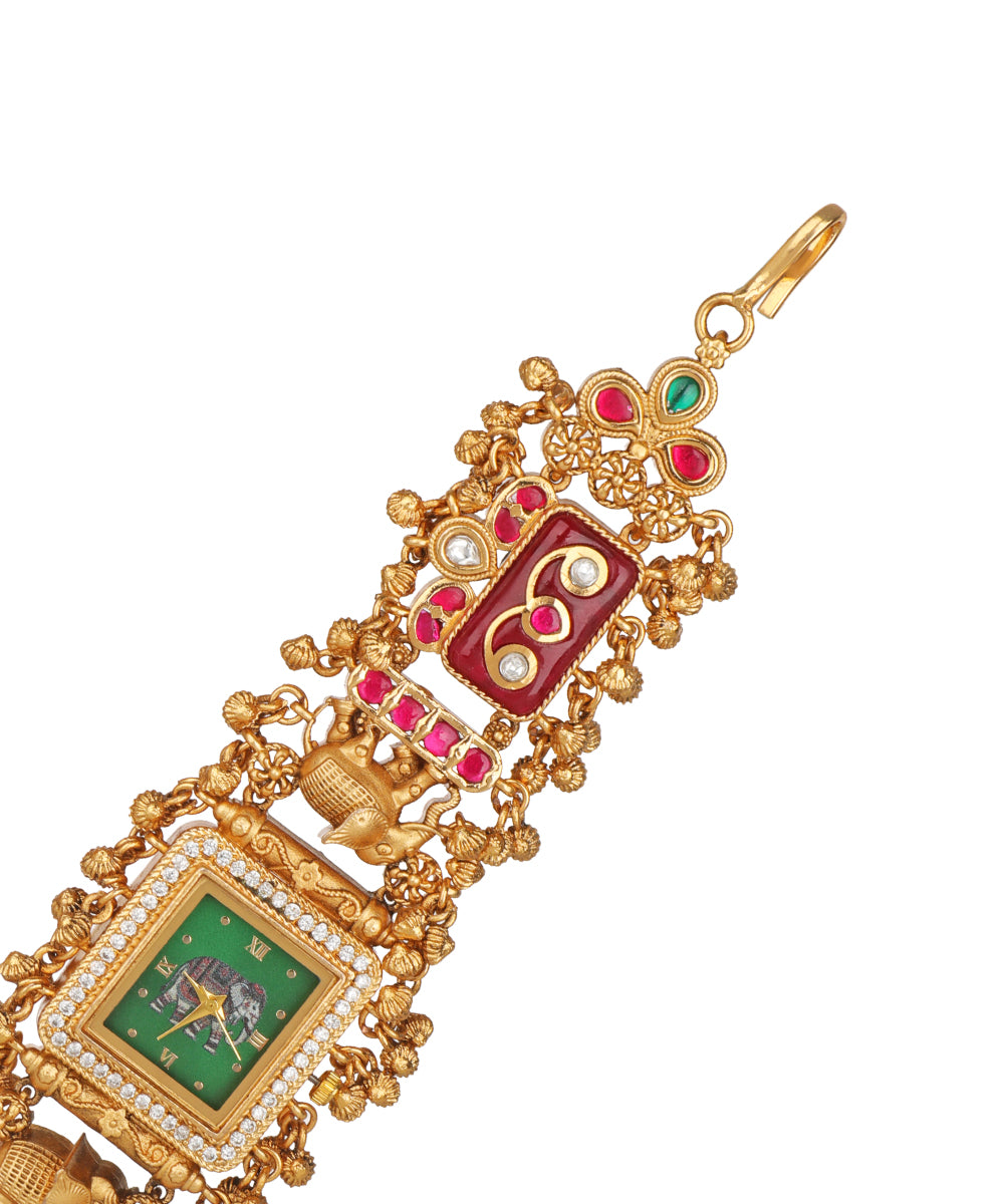 Gajratna Regal Heritage Bracelet Watch (Ruby) | Stylika