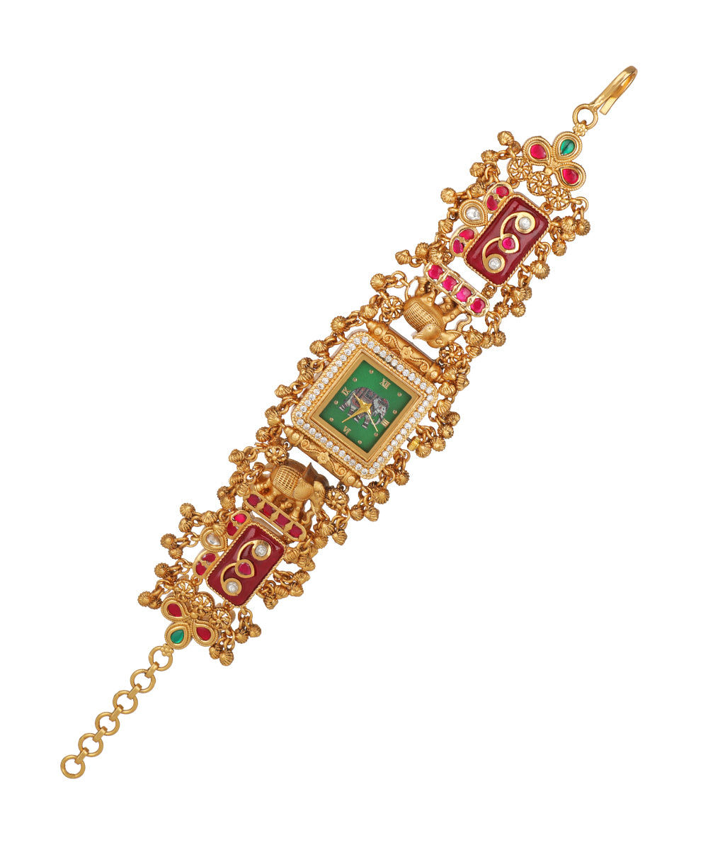 Gajratna Regal Heritage Bracelet Watch (Ruby) | Stylika