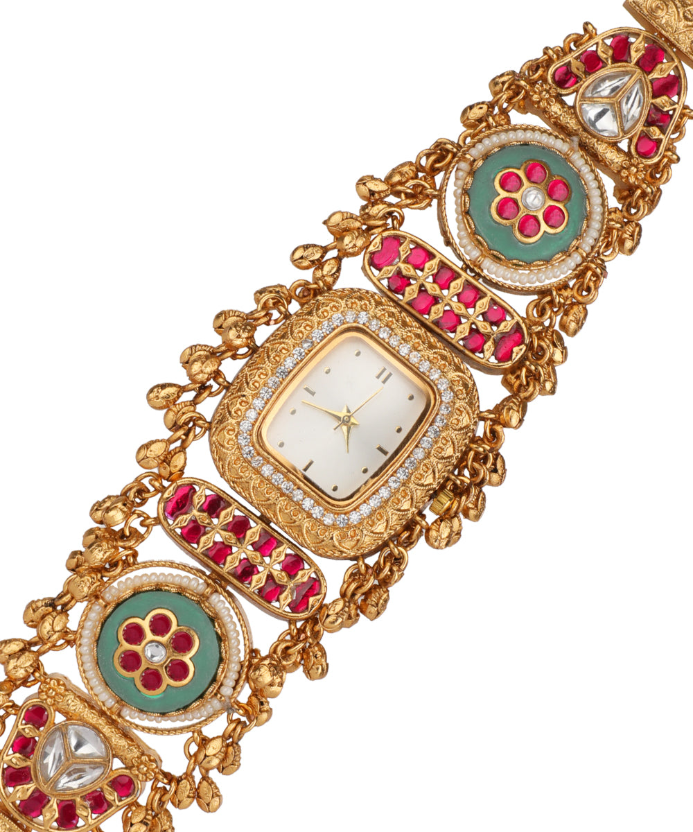 Urmila Heritage Watch (Mint + Ruby)| Stylika