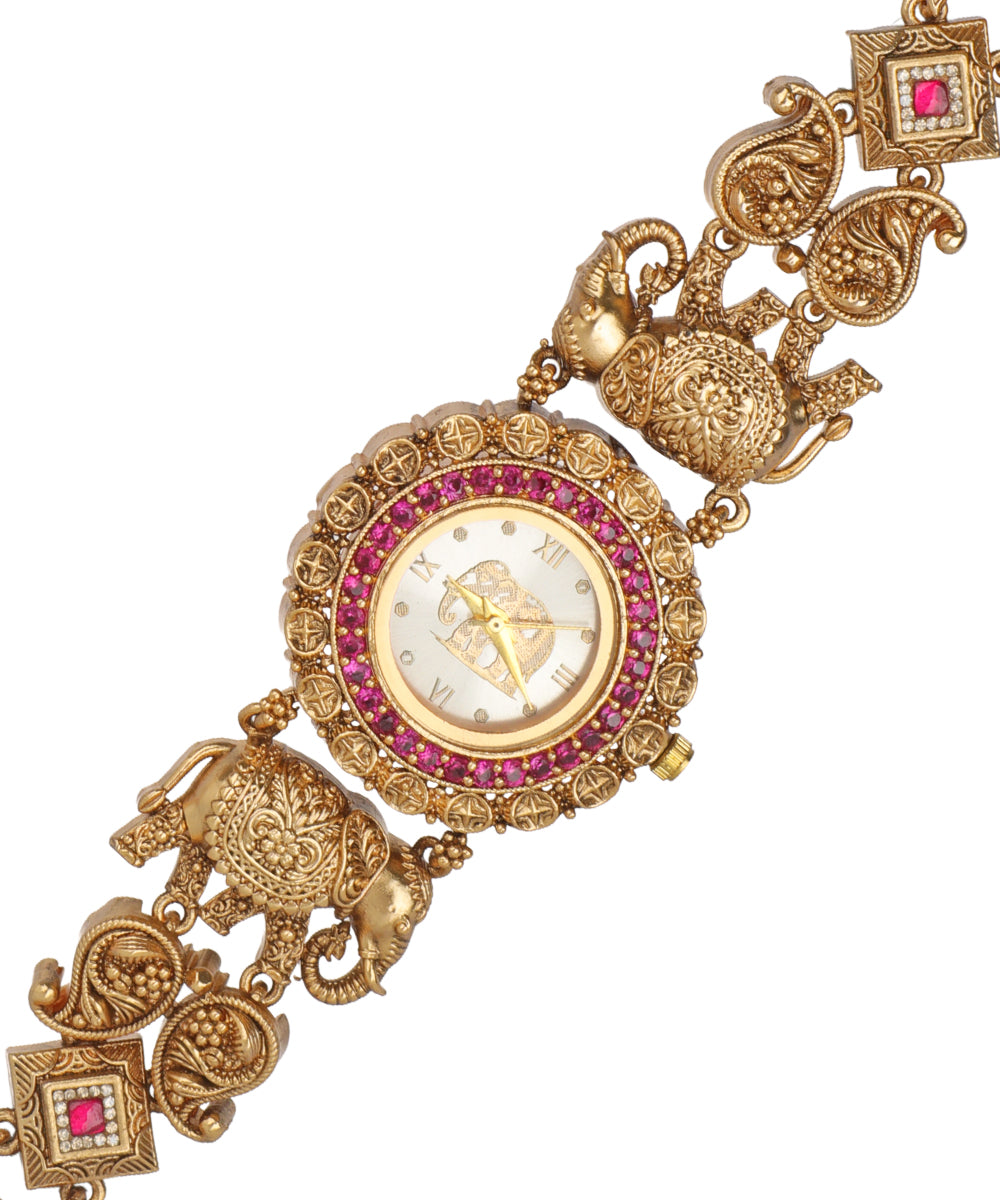 Elephant ratna Heritage Bracelet Watch (Ruby) | Stylika