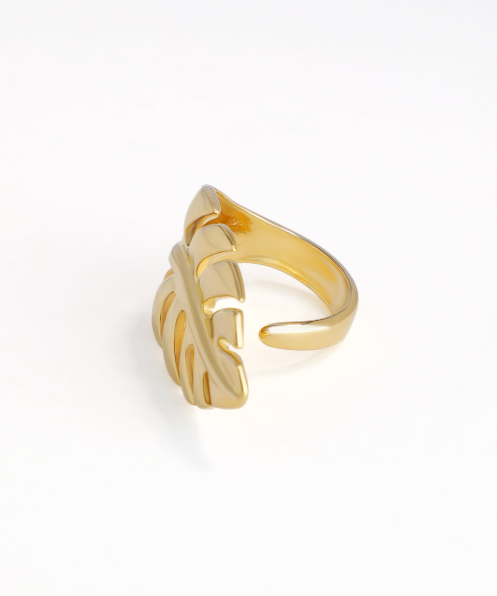 Bold Tropical Monstera Leaf Statement Ring | Stylika