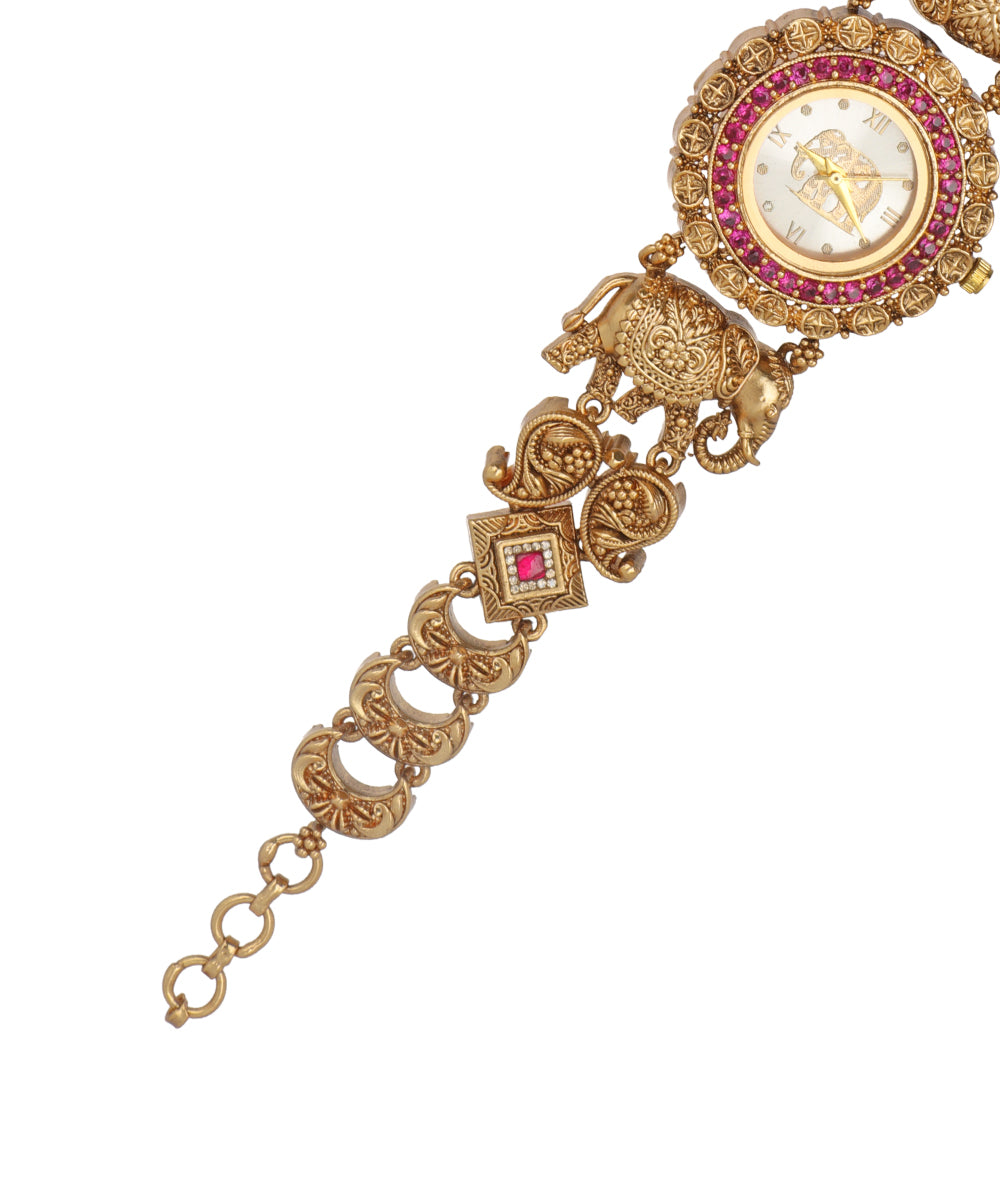 Elephant ratna Heritage Bracelet Watch (Ruby) | Stylika