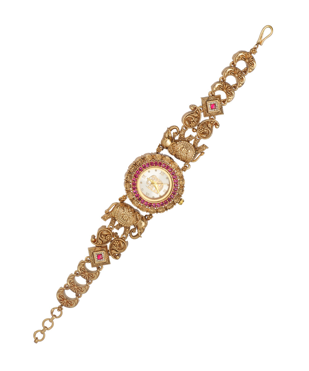 Elephant ratna Heritage Bracelet Watch (Ruby) | Stylika