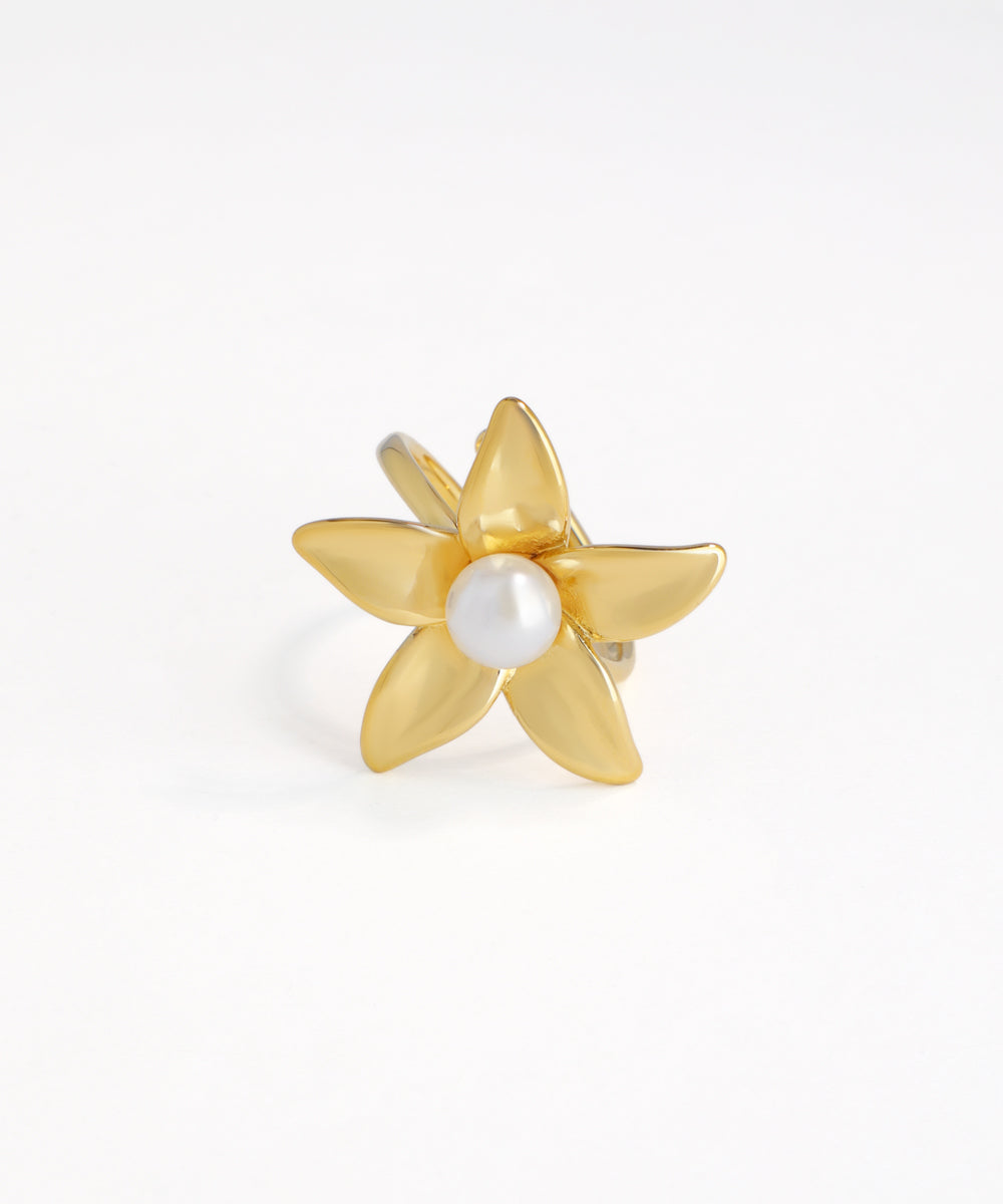 Sculpted Floral Adjustable Ring with Petal Detail | Stylika