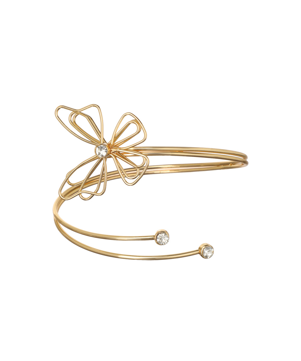 Elegant Wire Flower Open Arm Cuff for Upper Arm | Stylika
