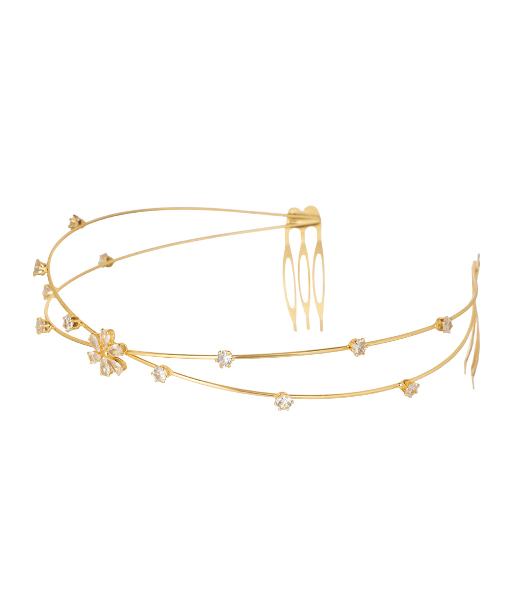 Double Band Floral Motif Tiara | Stylika
