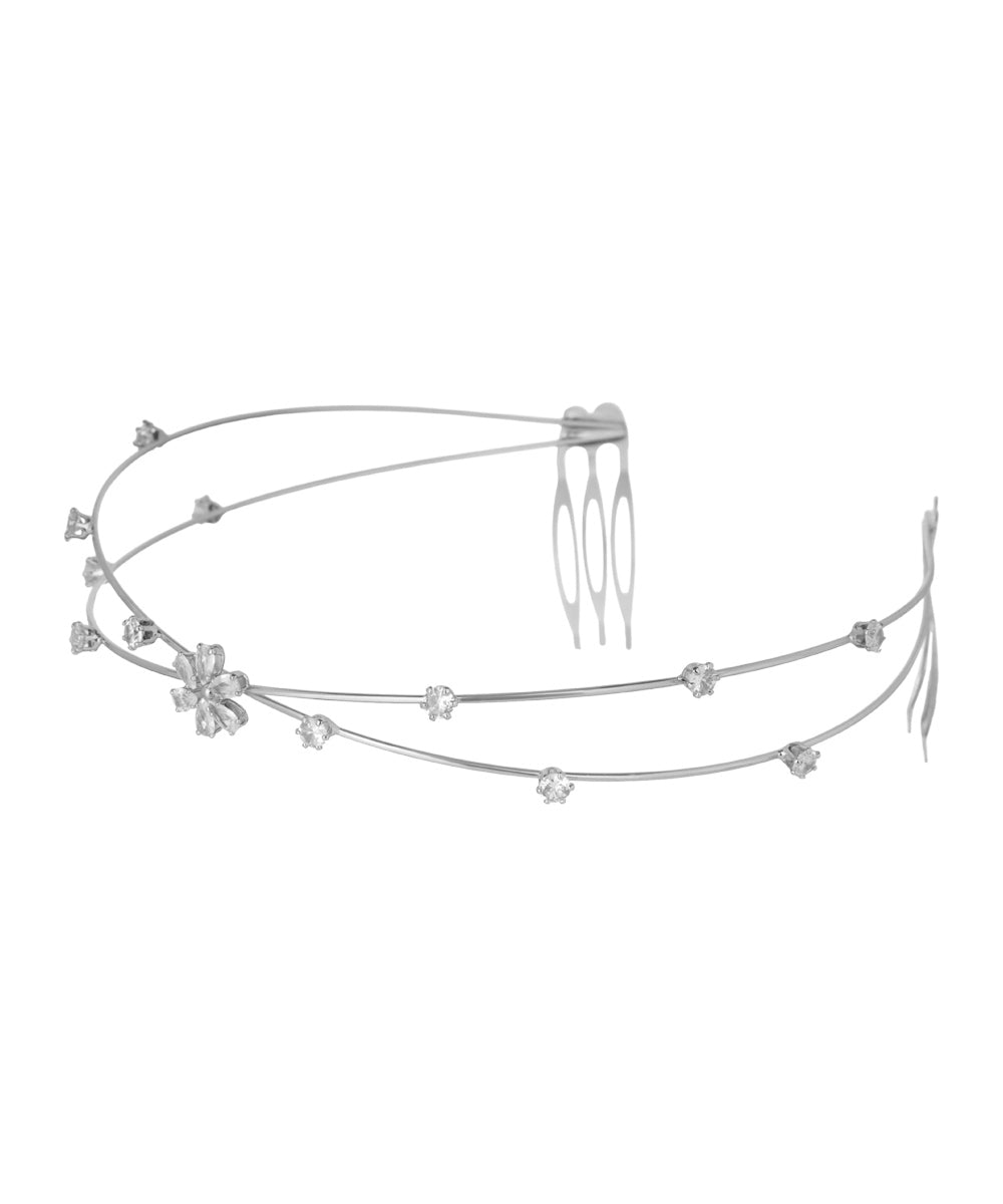 Double Band Floral Motif Tiara | Stylika