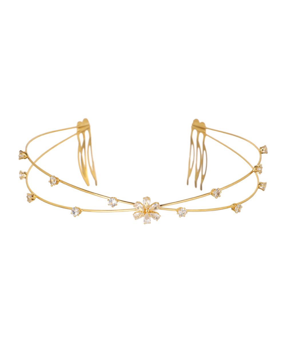 Double Band Floral Motif Tiara | Stylika