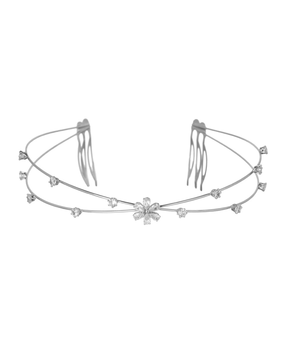 Double Band Floral Motif Tiara | Stylika