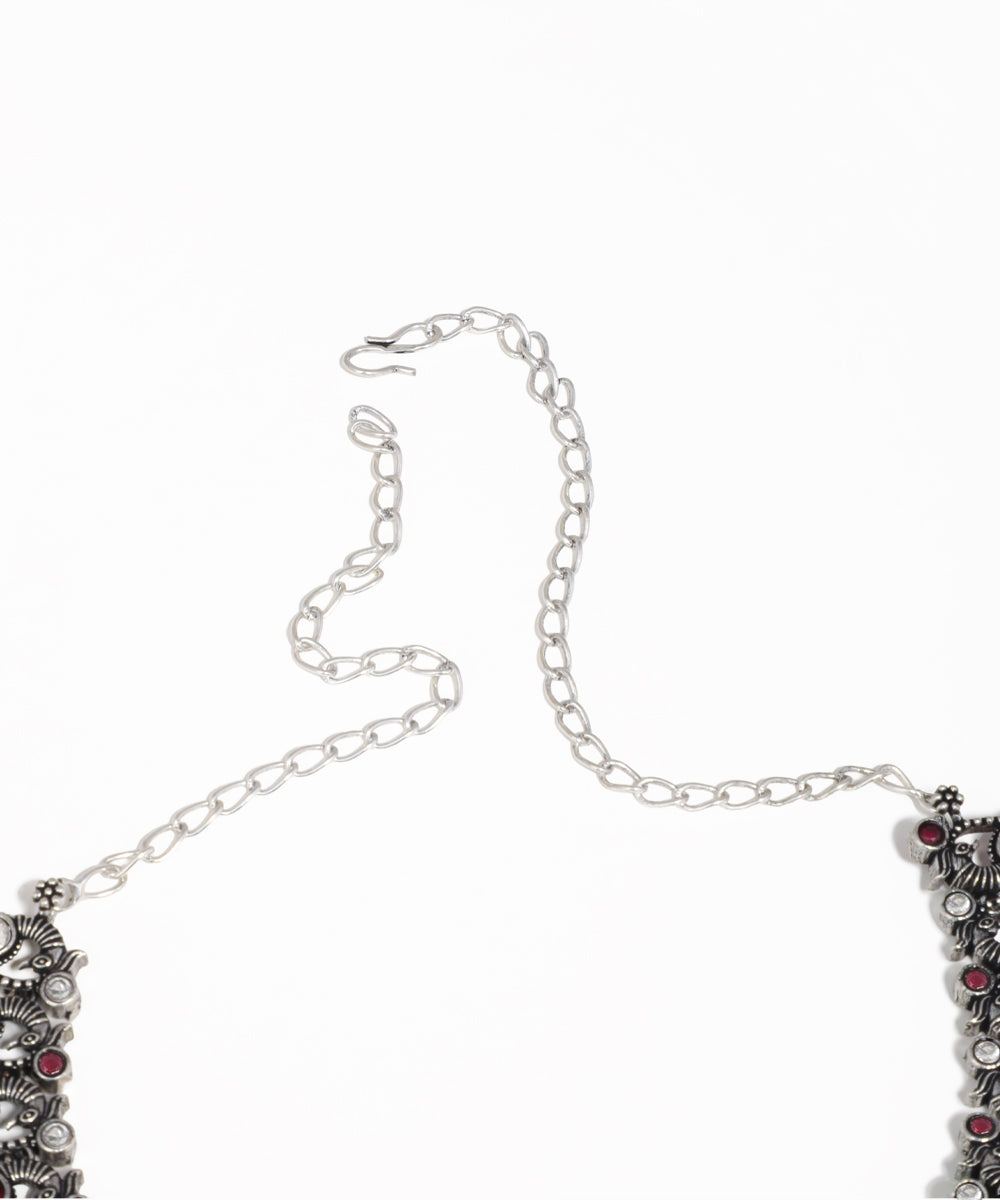 Traditional peacock oxidised necklace set for festive and ethnic wear