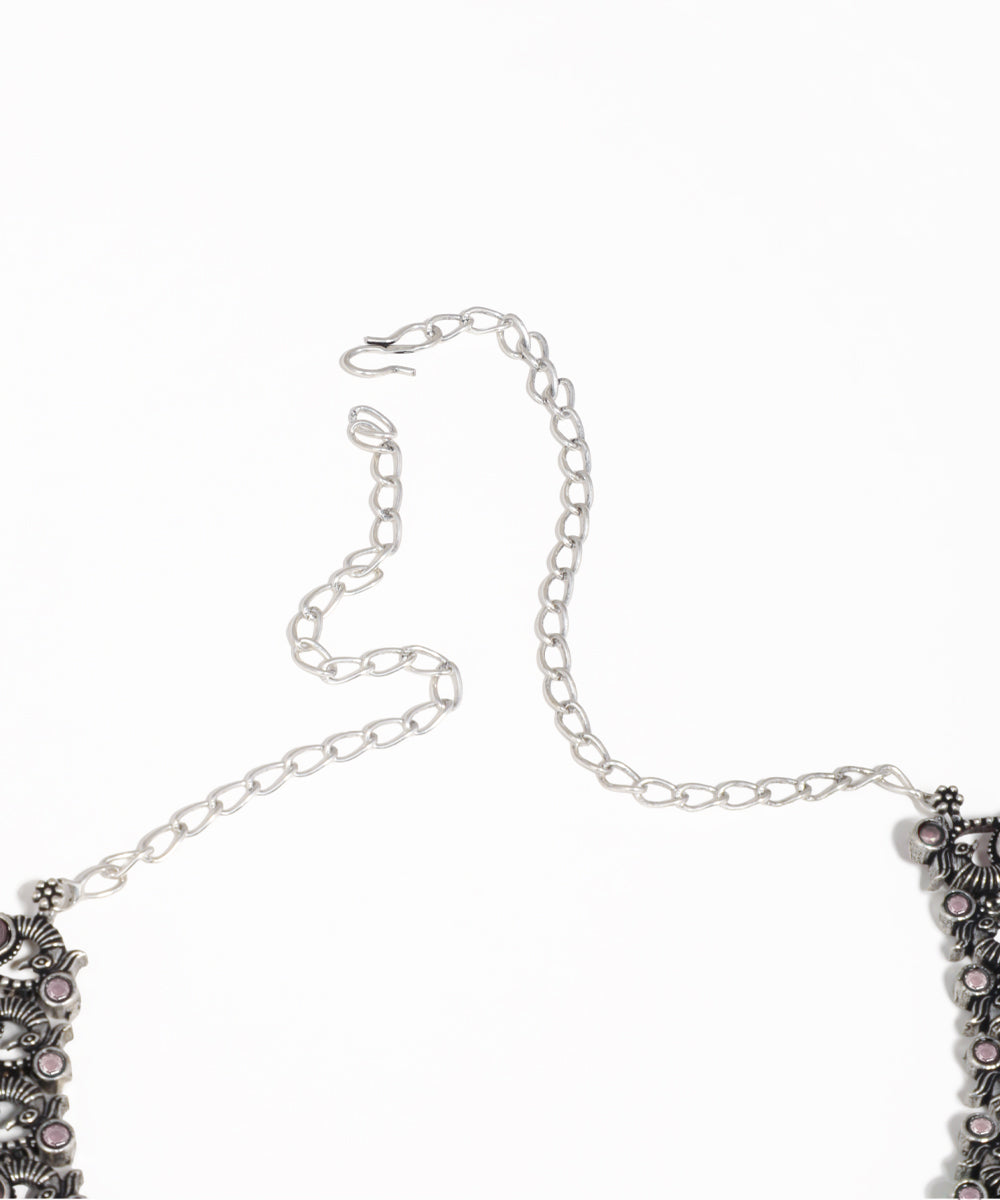 Colorful Stone Peacock Motif Oxidise Necklace Set | Stylika