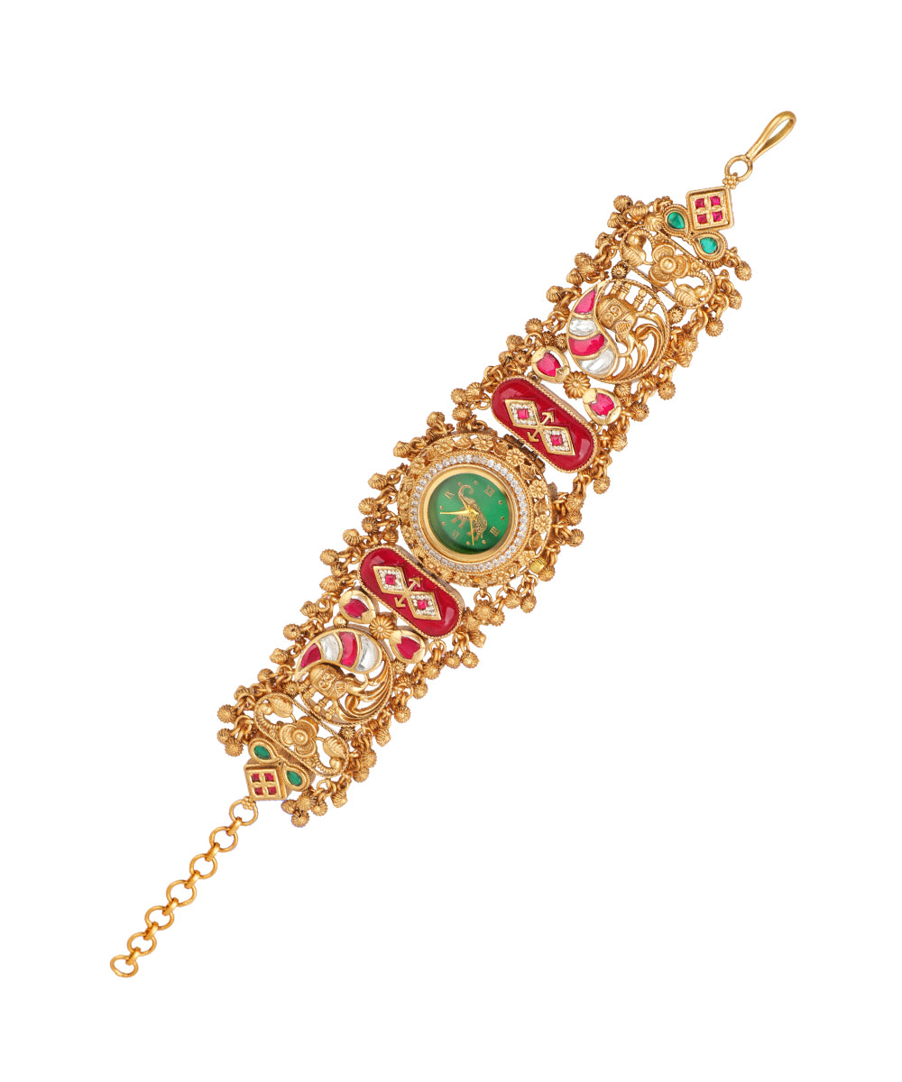 Royal Elephant Heritage Bracelet Watch (Green) | Stylika