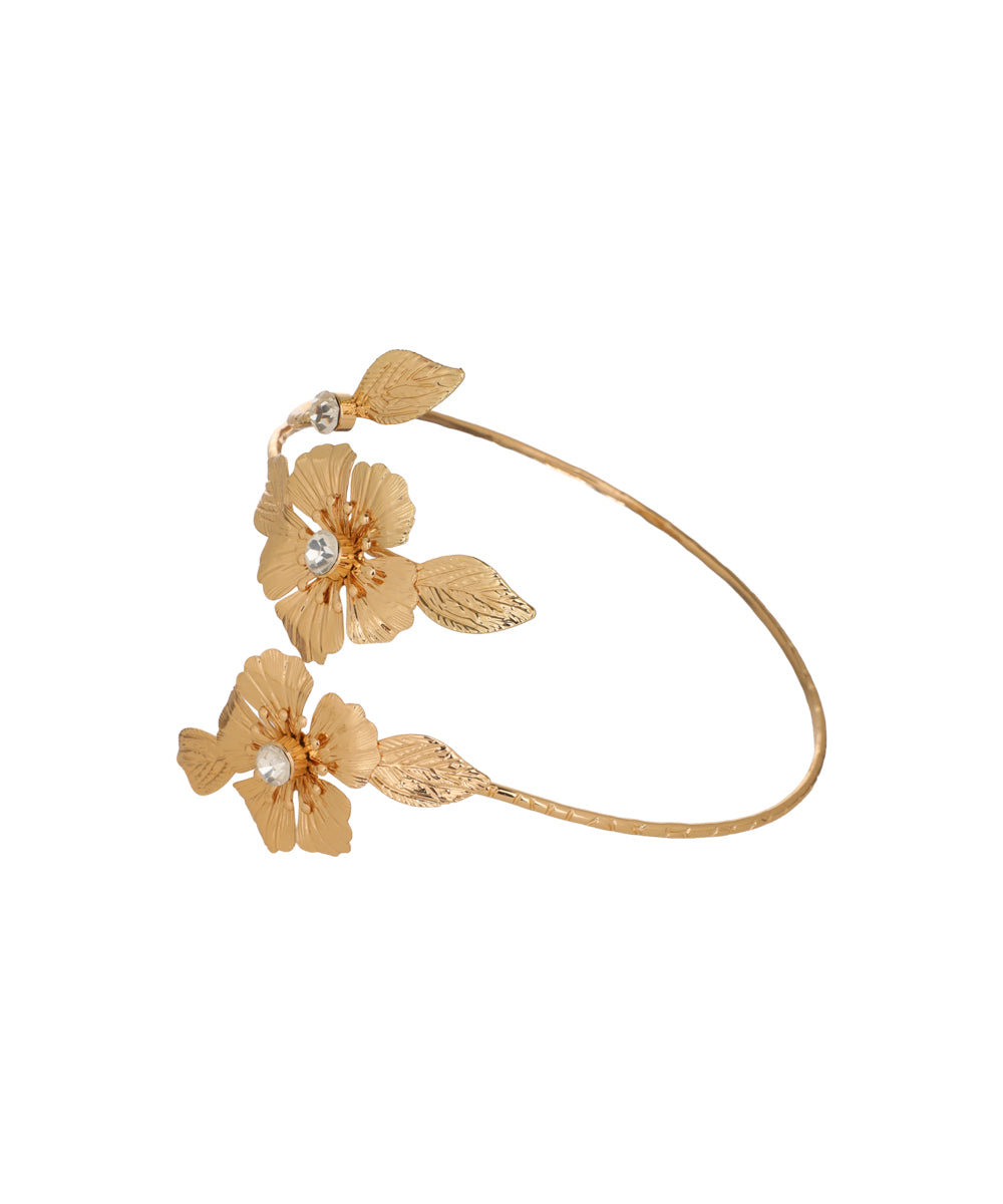 Floral And Gems Open Arm Cuff Accessory | Stylika