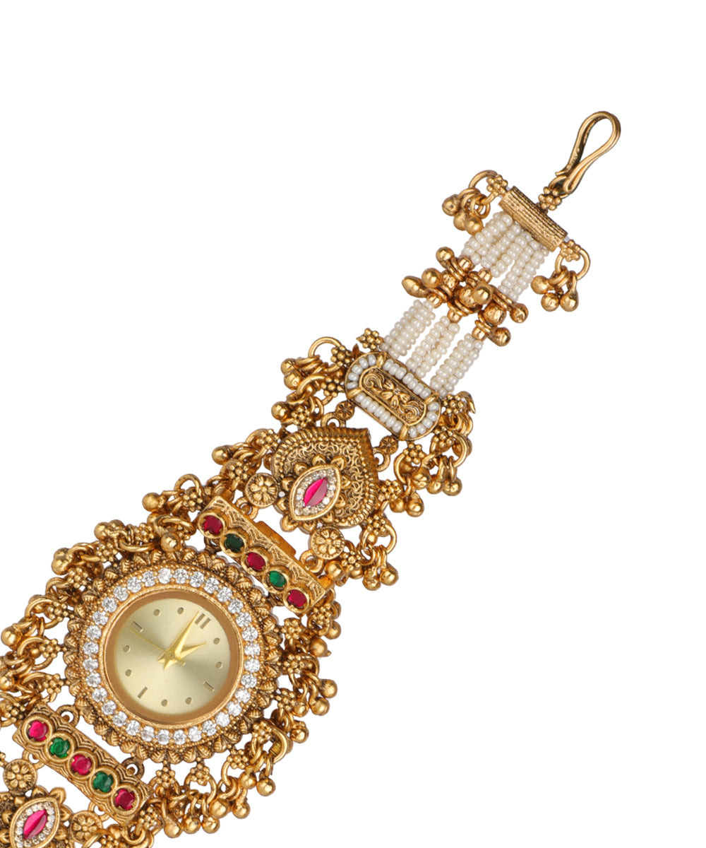 Heritage bracelet watch with faux pearl and crystal details