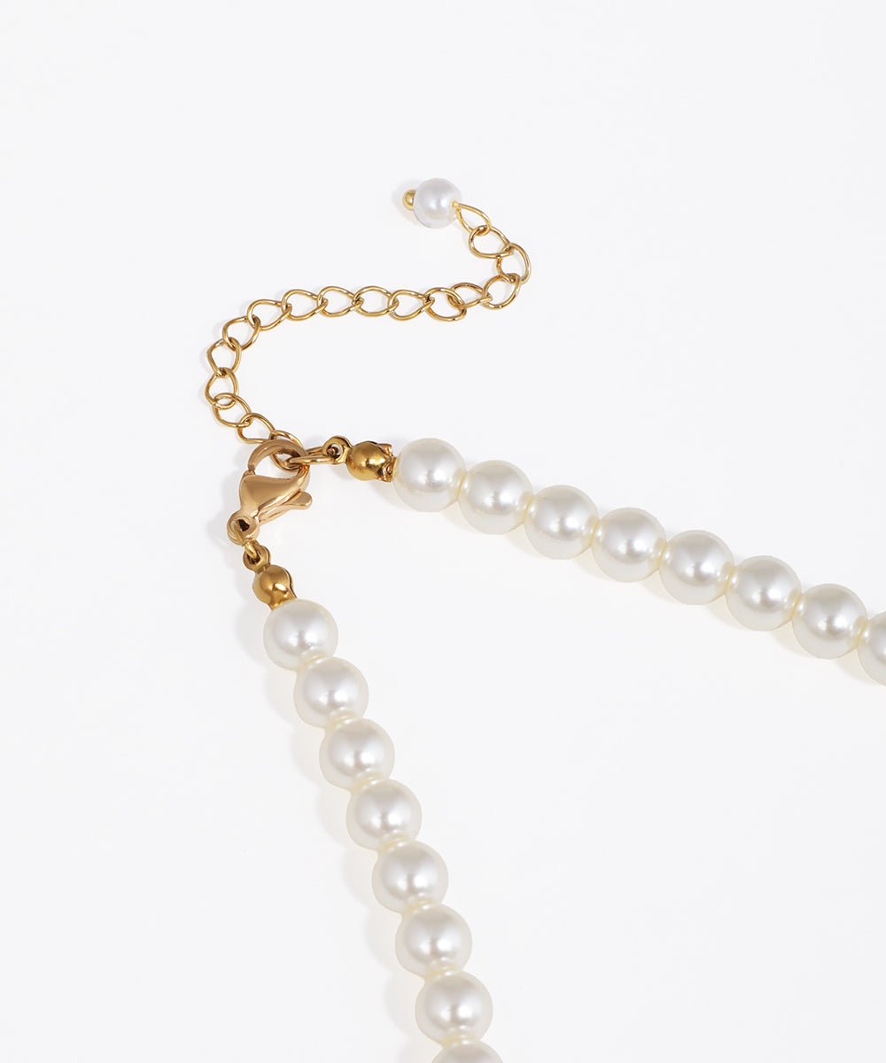Long Beaded Necklace with Floral Sparkle Accent | Stylika