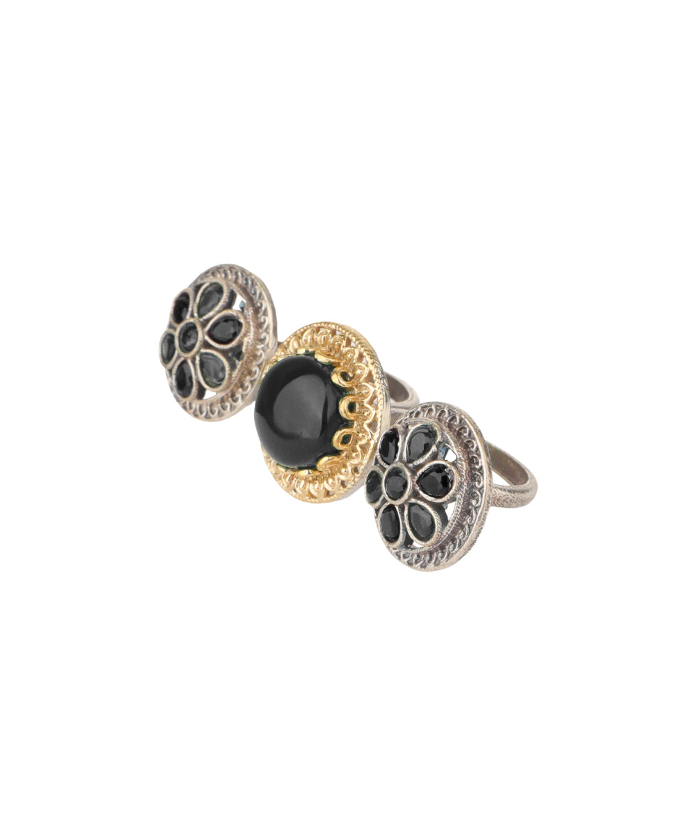 Cabochon Rosette Trio Ring | Stylika