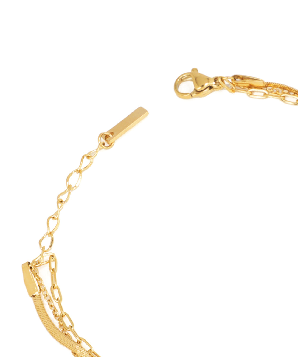 Mixed Link Layered Bracelet with Stone Detail | Stylika