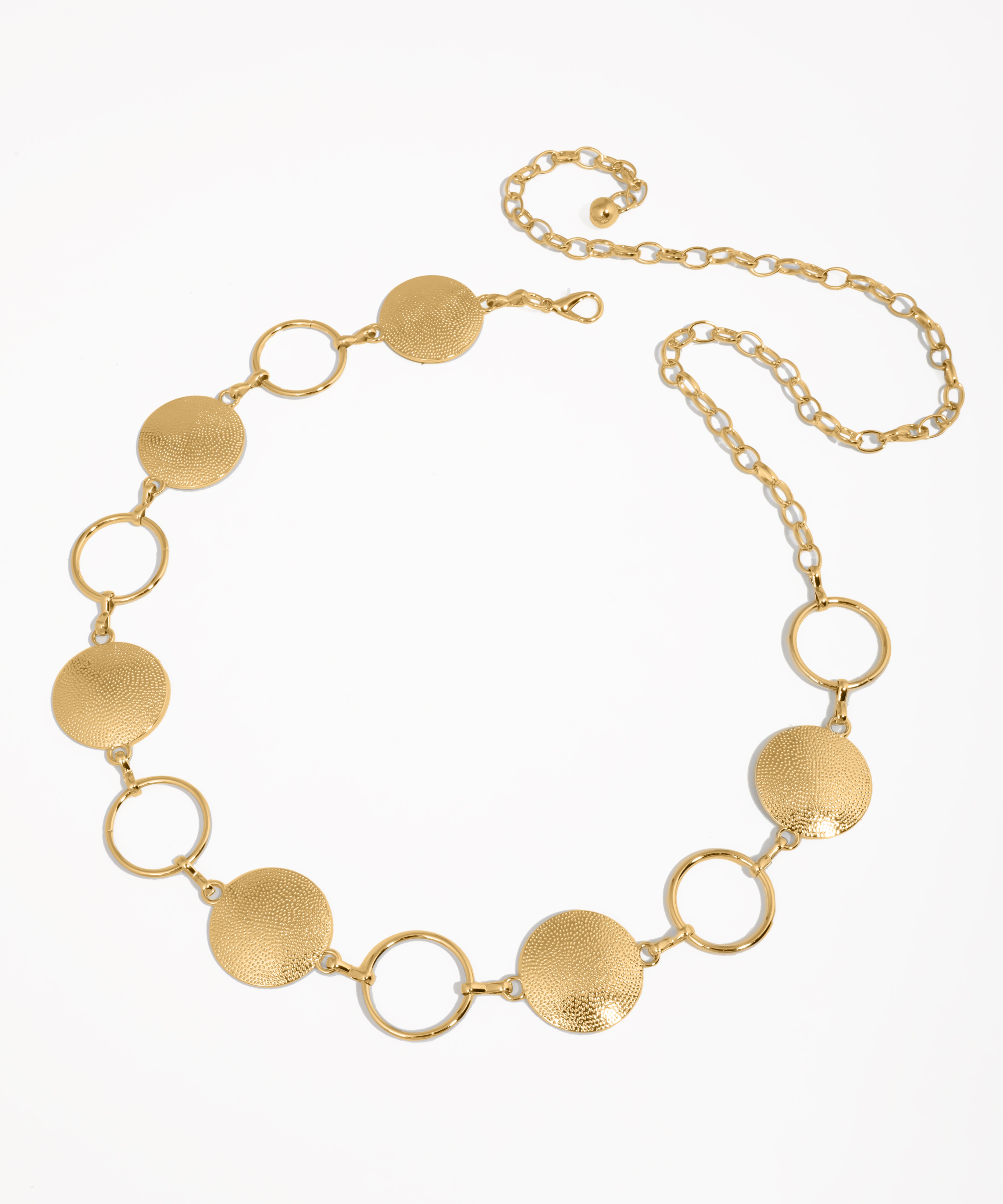 Textured Disc Link Waist Chain | Stylika