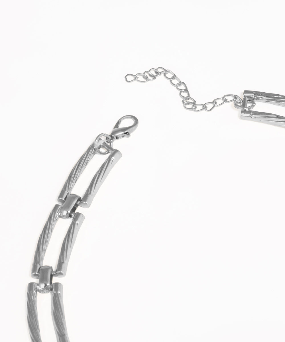 Textured Bar Link Statement Necklace | Stylika