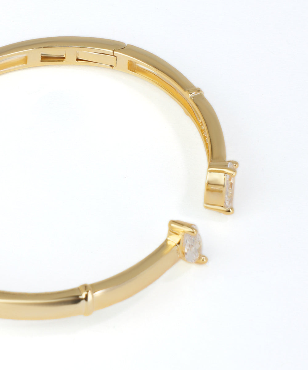 Open Cuff Bangle with Marquise and Pear Stone Accents | Stylika