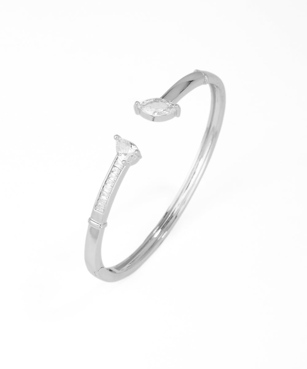 Open Cuff Bangle with Marquise and Pear Stone Accents | Stylika