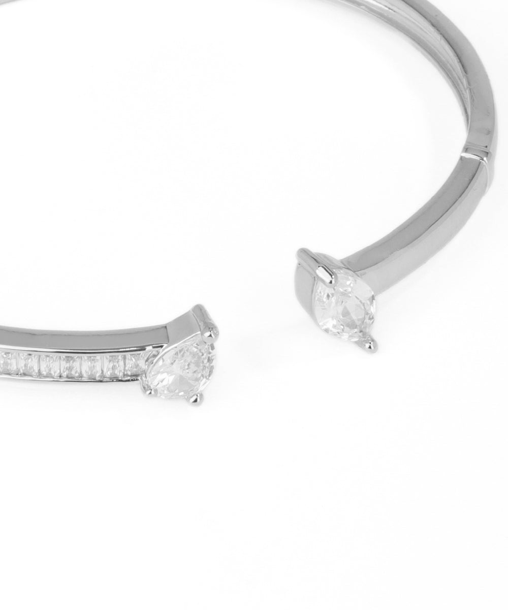 Open Cuff Bangle with Marquise and Pear Stone Accents | Stylika