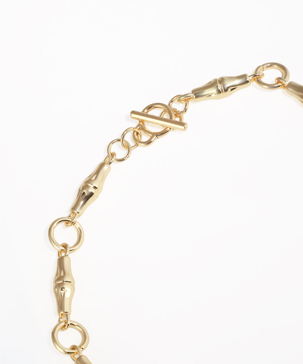 Modern Bamboo Link Chain Necklace with Toggle Closure | Stylika
