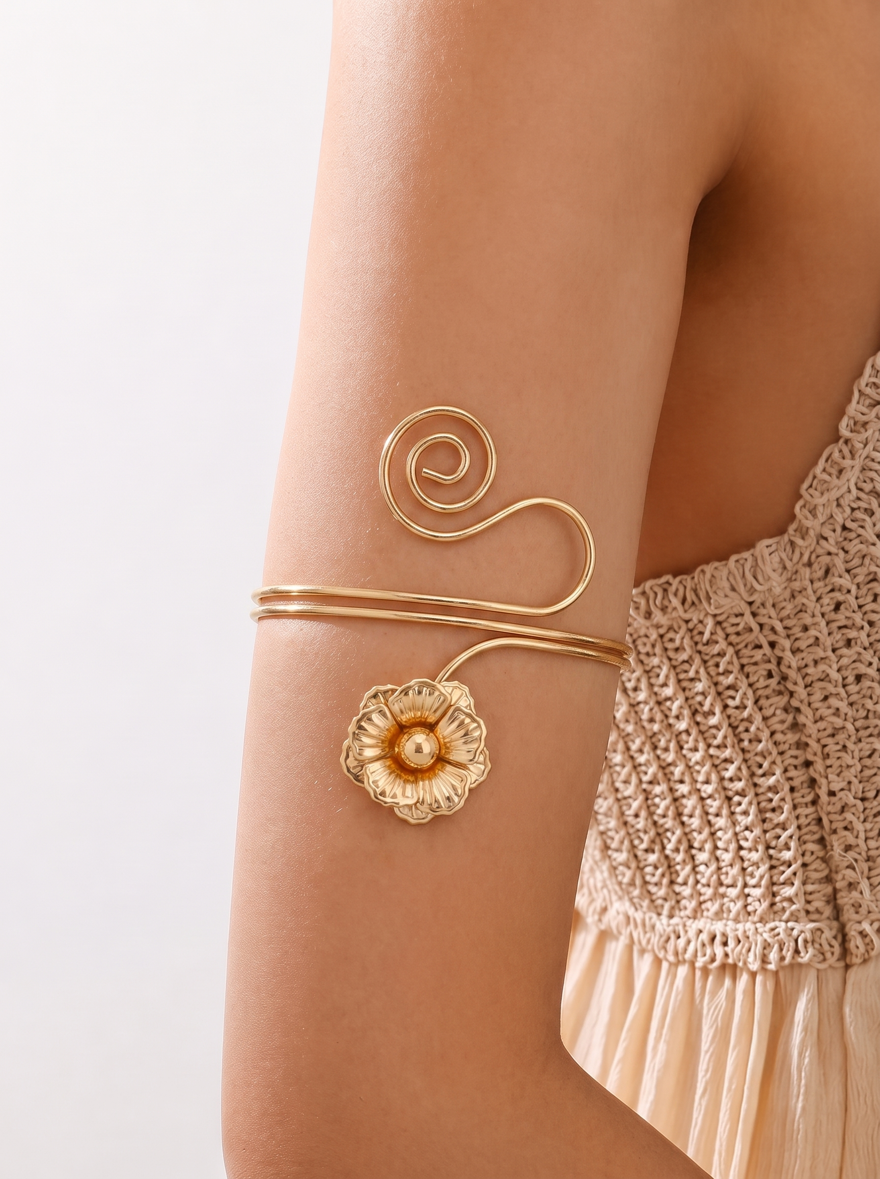 Floral Spiral Design Arm Cuff | Stylika