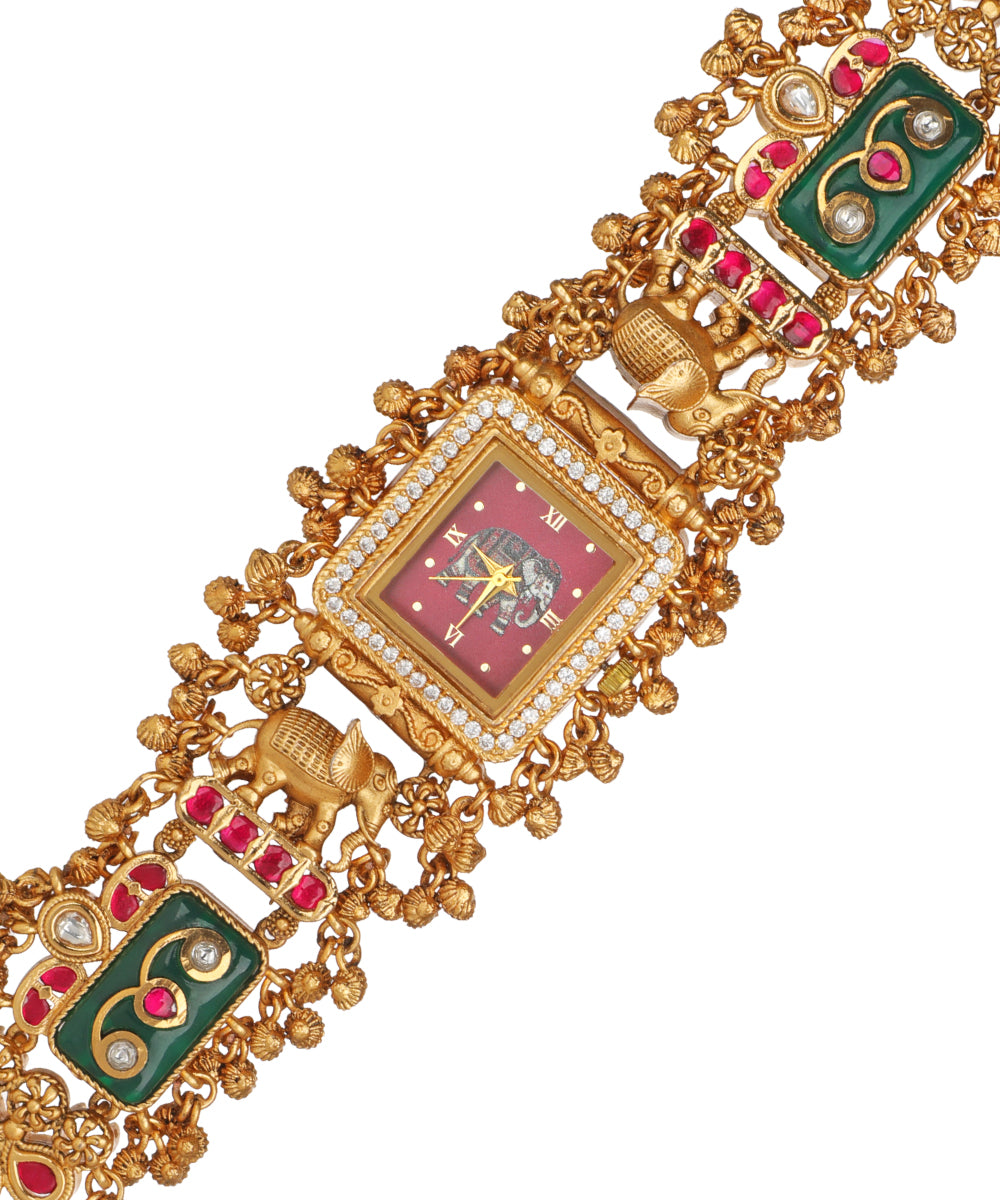 Ornate heritage bracelet watch with a square dial shape